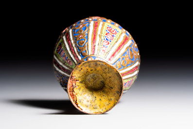 An Ottoman enamelled tombak zarf with floral design, Turkey, 18/19th C.