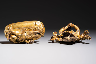 A fine Sino-Tibetan gilt-bronze figure of Mahakala, 18th C.