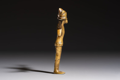 A Gothic bronze figural candlestick stem, Flanders, 15th C.