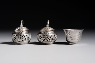 A collection of 11 Chinese silver wares, various marks, 19/20th C.