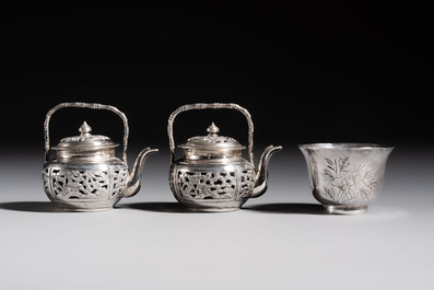 A collection of 11 Chinese silver wares, various marks, 19/20th C.