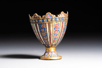 An Ottoman enamelled tombak zarf with floral design, Turkey, 18/19th C.