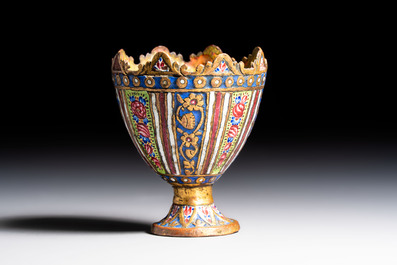 An Ottoman enamelled tombak zarf with floral design, Turkey, 18/19th C.