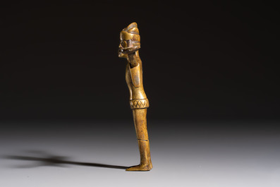 A Gothic bronze figural candlestick stem, Flanders, 15th C.