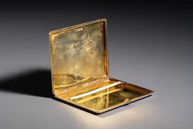 An Iranian silver and gilt cigarette case commemorating Mohammad Reza Pahlavi's coronation, 20th C.