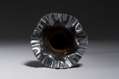 A Chinese silver 'Dragon' vase, two stem cups and a handled cup, various marks, 19/20th C.