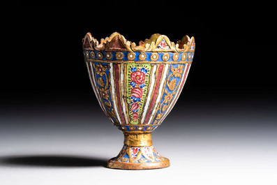 An Ottoman enamelled tombak zarf with floral design, Turkey, 18/19th C.