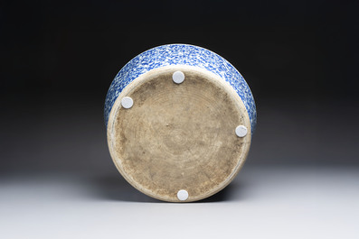 A massive Chinese blue and white 'Buddhist lotus scroll' circular basin, Kangxi