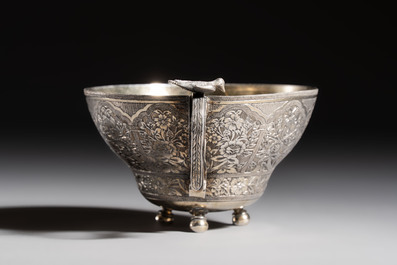 An Ottoman parcel-gilt silver cup and saucer, Turkey, first quarter 20th C.