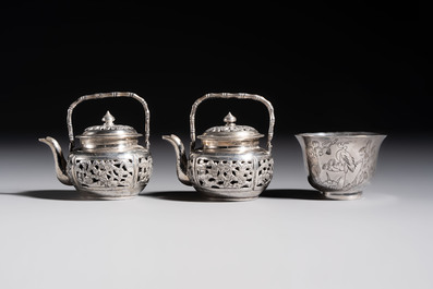 A collection of 11 Chinese silver wares, various marks, 19/20th C.