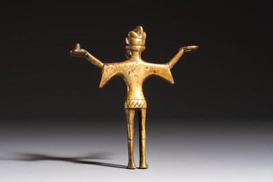 A Gothic bronze figural candlestick stem, Flanders, 15th C.