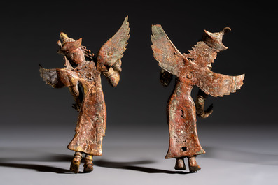 A pair of gilt-copper figures of Garuda, possibly Nepal, 17/18th C.
