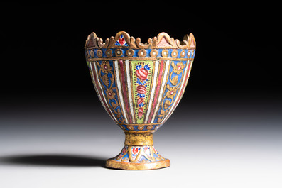 An Ottoman enamelled tombak zarf with floral design, Turkey, 18/19th C.
