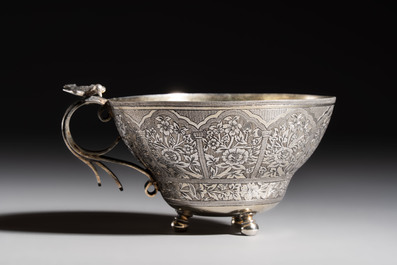An Ottoman parcel-gilt silver cup and saucer, Turkey, first quarter 20th C.