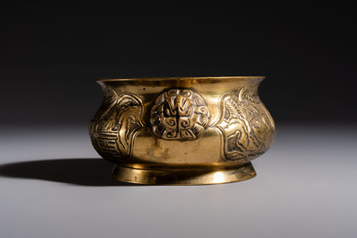 A Chinese bronze 'Journey to the West' censer, Xuande mark, 19th C.
