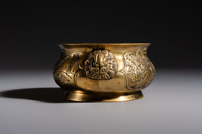 A Chinese bronze 'Journey to the West' censer, Xuande mark, 19th C.