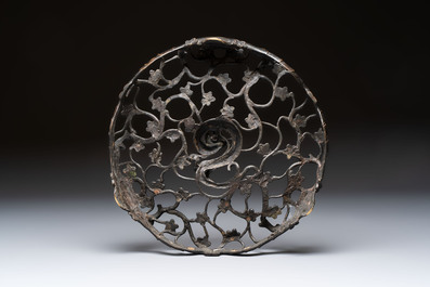 A large Chinese archaistic bronze 'Dragon' stand, Ming
