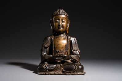 A Chinese bronze figure of Buddha, Ming