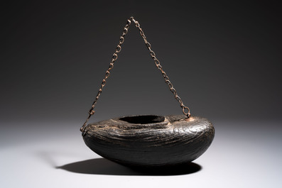 A Qajar coco de mer kashkul or beggar&rsquo;s bowl, Iran, 19th C.