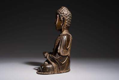 A Chinese bronze figure of Buddha, Ming