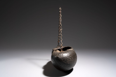 A Qajar coco de mer kashkul or beggar&rsquo;s bowl, Iran, 19th C.