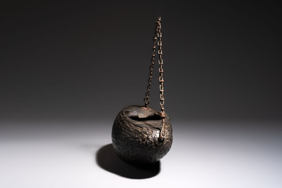 A Qajar coco de mer kashkul or beggar&rsquo;s bowl, Iran, 19th C.