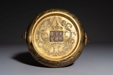 A Chinese bronze 'Journey to the West' censer, Xuande mark, 19th C.