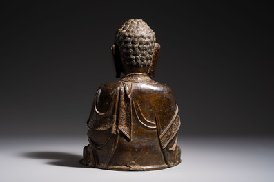 A Chinese bronze figure of Buddha, Ming