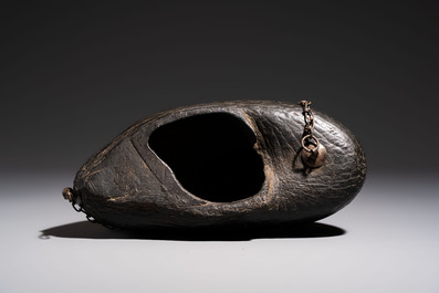 A Qajar coco de mer kashkul or beggar&rsquo;s bowl, Iran, 19th C.