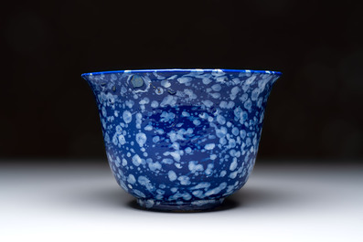A Nevers white-splashed blue-ground '&agrave; la bougie' bowl, France, late 17th C.
