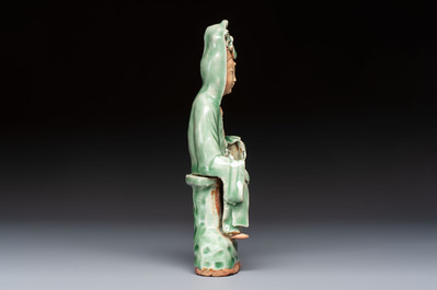 A Chinese Longquan celadon Guanyin, Republic