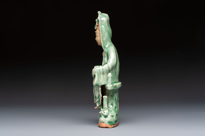 A Chinese Longquan celadon Guanyin, Republic