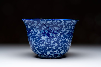 A Nevers white-splashed blue-ground '&agrave; la bougie' bowl, France, late 17th C.