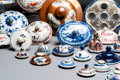 A large collection of 47 Chinese covers and lids, 18/20th C.