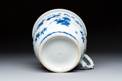 A Chinese blue and white 'Floral' chamber pot, Transitional period
