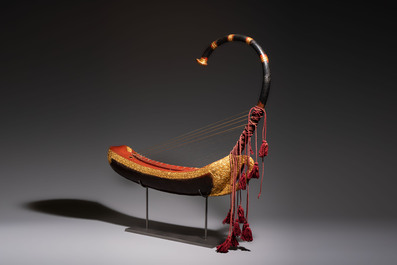 A Burmese gilt-lacquered arched harp or saung-gauk, 19/20th C.