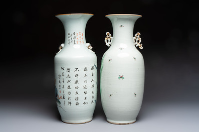 Two Chinese famille rose 'Dai Yu Zang Hua 黛玉葬花' and 'Immortals' vases, signed Lu Xuan 膂軒, one dated 1901, 19/20th C.