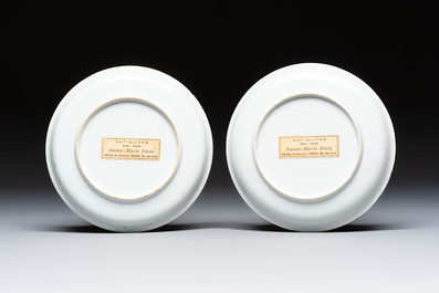 A pair of Chinese famille verte 'cranes' plates, Kangxi