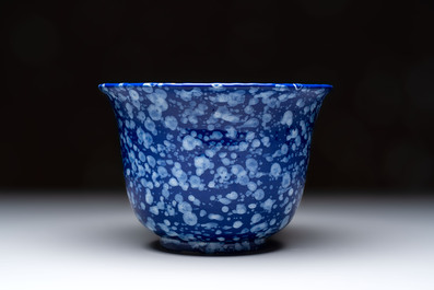 A Nevers white-splashed blue-ground '&agrave; la bougie' bowl, France, late 17th C.