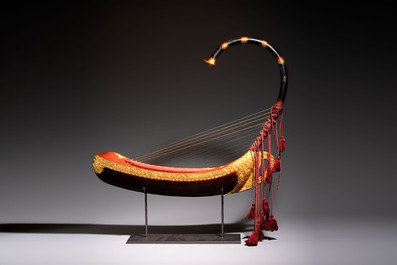A Burmese gilt-lacquered arched harp or saung-gauk, 19/20th C.