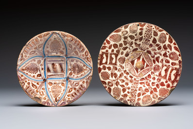 A very unusual collection of eight Hispano-Moresque lustreware plates, Spain, 16th C.