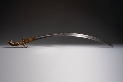 An Austrian gilt court sabre with Nemean lion-head hilt, signed Fischer, 19th C.