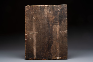 A very large inscribed rectangular moulded Qajar 'mihrab' tile inscribed Sultan Abu Saeed Khan, 19th C.