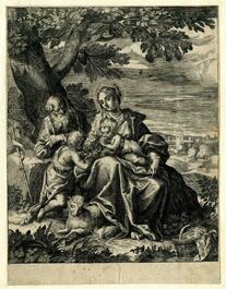 A fine circular 'Madonna and Child with the Infant St. John' enamel plaque after Sadeler, probably Blois, France, 17th C.
