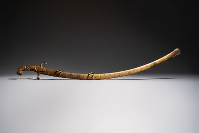 An Austrian gilt court sabre with Nemean lion-head hilt, signed Fischer, 19th C.