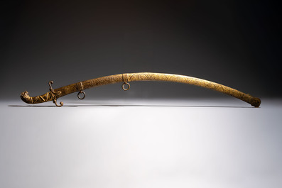 An Austrian gilt court sabre with Nemean lion-head hilt, signed Fischer, 19th C.