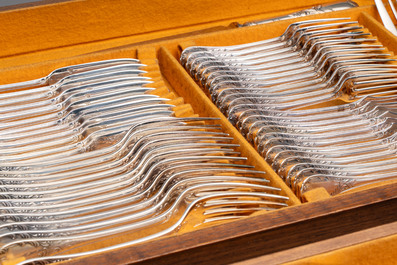 A French 118-piece silver-plated cutlery set, model Marly, Christofle, 20th C.