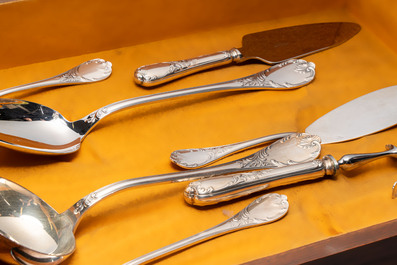 A French 118-piece silver-plated cutlery set, model Marly, Christofle, 20th C.