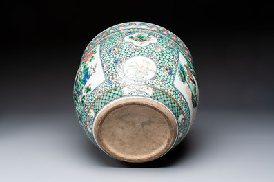 A Chinese famille verte 'Phoenix and Mountainous Landscape' jardini&egrave;re, 19th C.