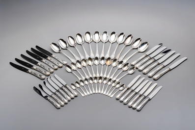 A French 118-piece silver-plated cutlery set, model Marly, Christofle, 20th C.